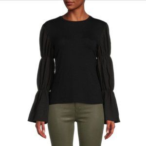 PATRIZIA LUCA Tiered Sleeve Top Black Women Size XS